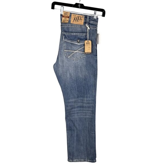 TK Axel NWT Men 36x32 Slim Boot Stretch Jeans Denim Back Flap Deco 5 Pockets - Picture 8 of 13